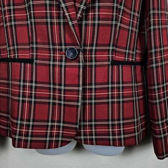 Black Label Evan Picone Blazer Jacket Tartan Plaid Checker Equestrian Womens 10 - Picture 6 of 12